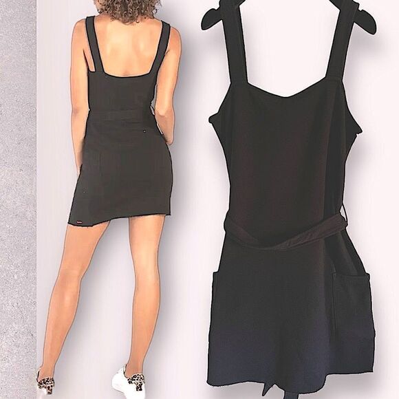 Anthropologie black summer tank dress w/ pockets cotton stretch NWT M/L - Picture 3 of 16